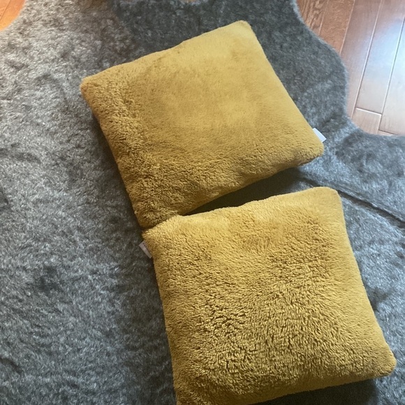 Pavilion mustard yellow decorative fuzzy throw pillows set of 2 - Picture 8 of 8